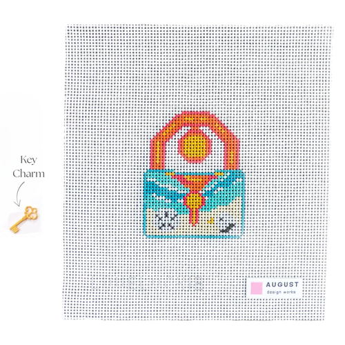 Beach Love Lock Needlepoint Canvas + Key Charm