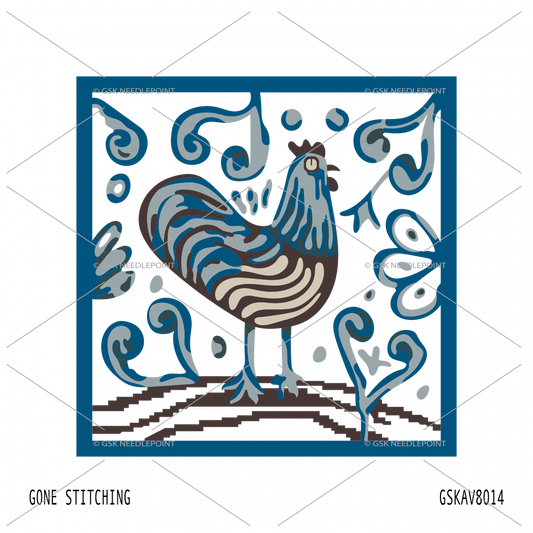 Blue Chicken needlepoint canvas