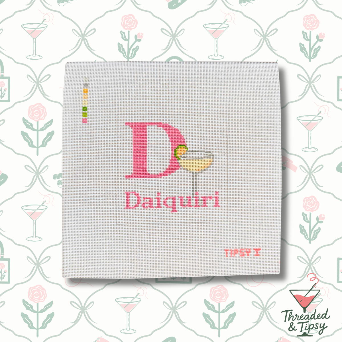 D for Daiquiri needlepoint canvas