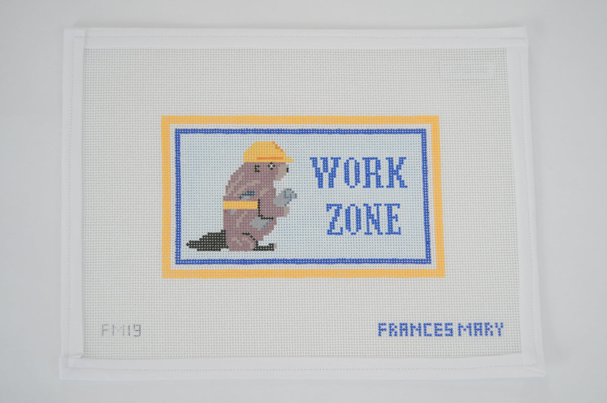 Work Zone Beaver needlepoint canvas