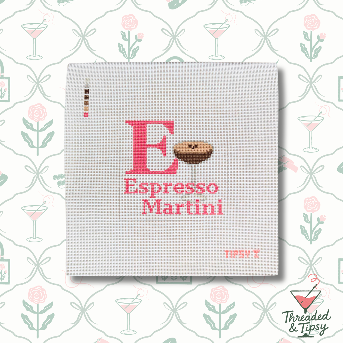 E for Espresso Martini Needlepoint Canvas