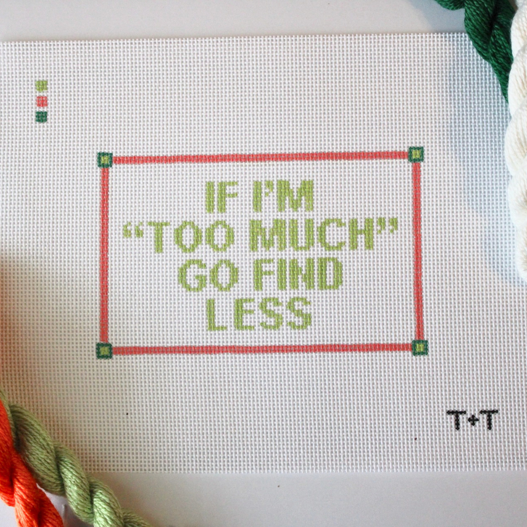 Go Find Less needlepoint canvas