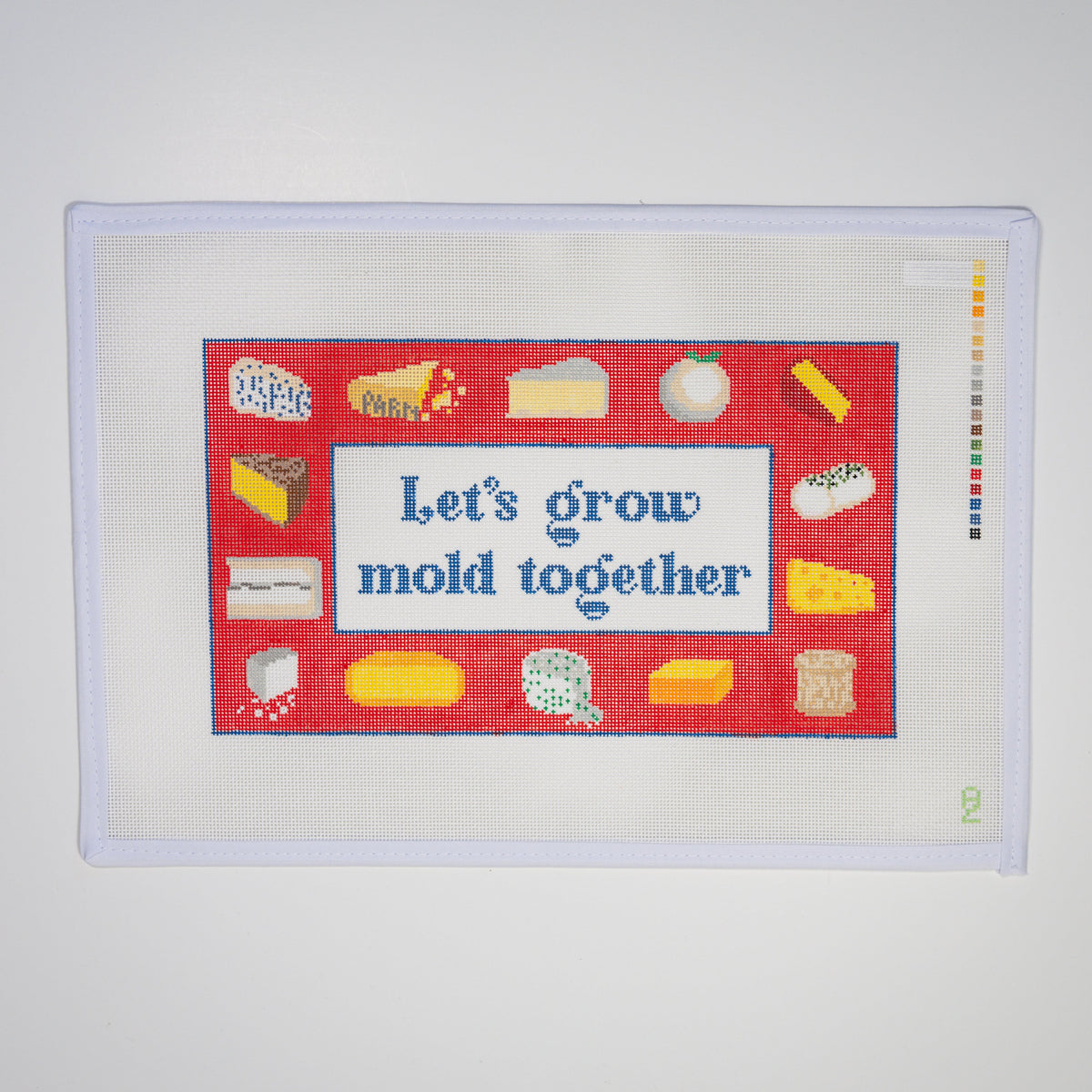 Cheese Pillow "Let's grow mold together" needlepoint canvas