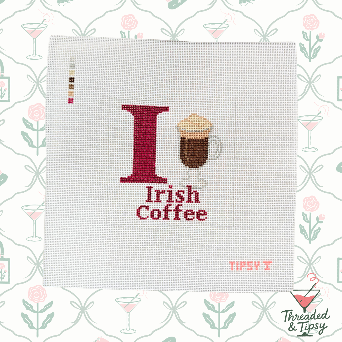 I for Irish Coffee needlepoint canvas