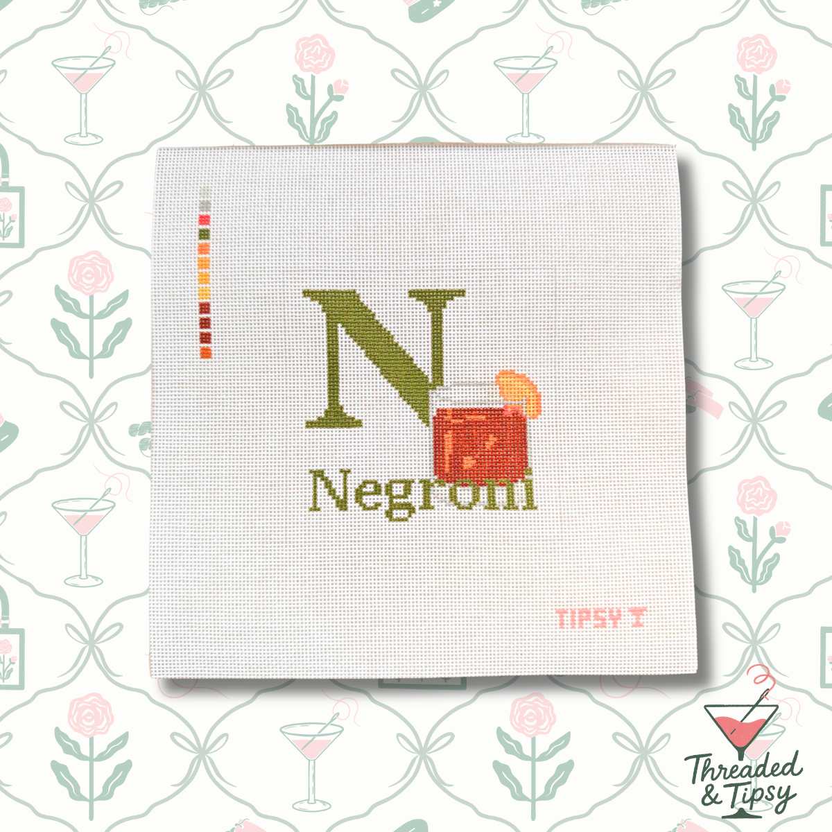 N for Negroni needlepoint canvas