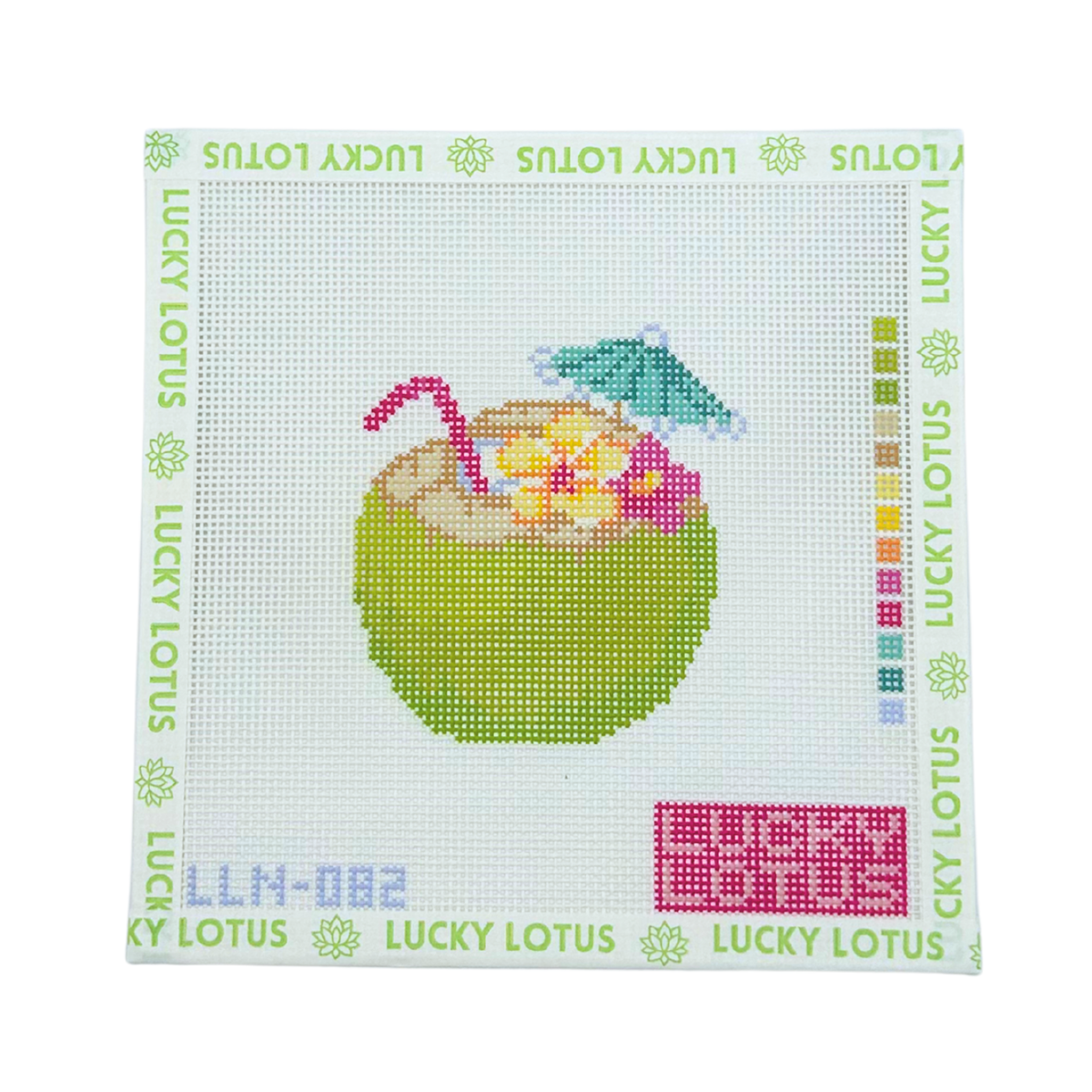 Green Coconut Drink needlepoint canvas