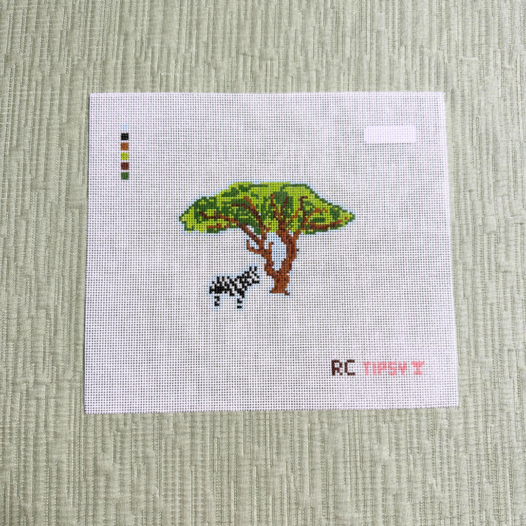 African Safari Zebra needlepoint canvas RenniCo x T&T