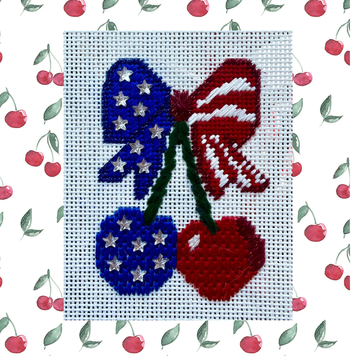 Cherries needlepoint canvas