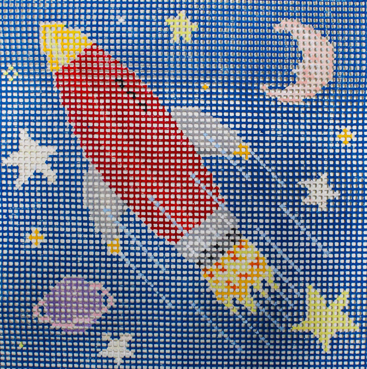 Rocket Ship needlepoint canvas