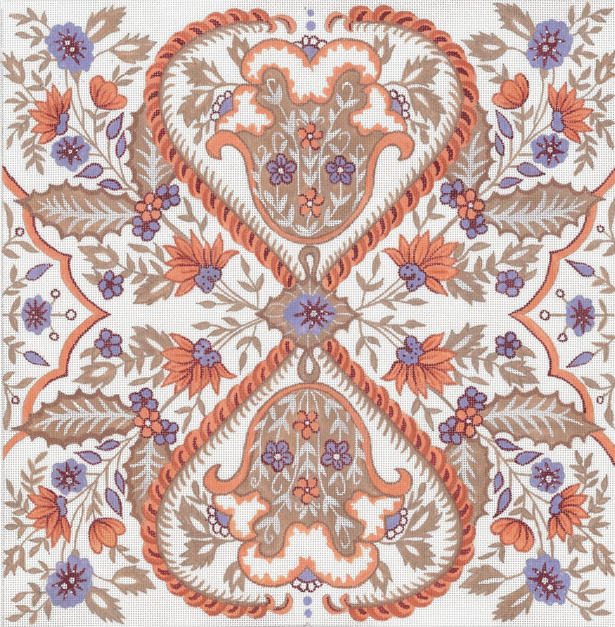 Intricate Design in Peach/Sand needlepoint canvas