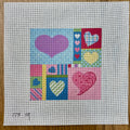 Patchwork Hearts, 6" Square - 18 mesh