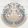 Beige and Blue Round Peacock needlepoint canvas