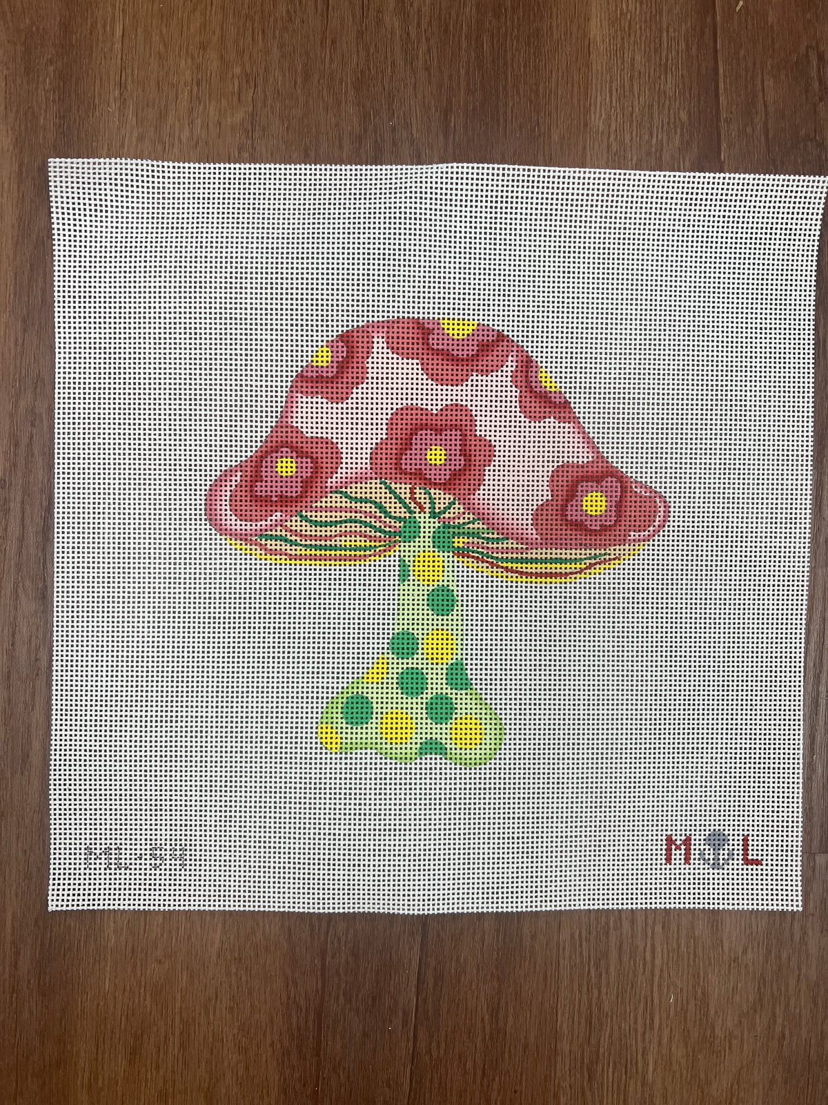 Poppy Mushroom needlepoint canvas