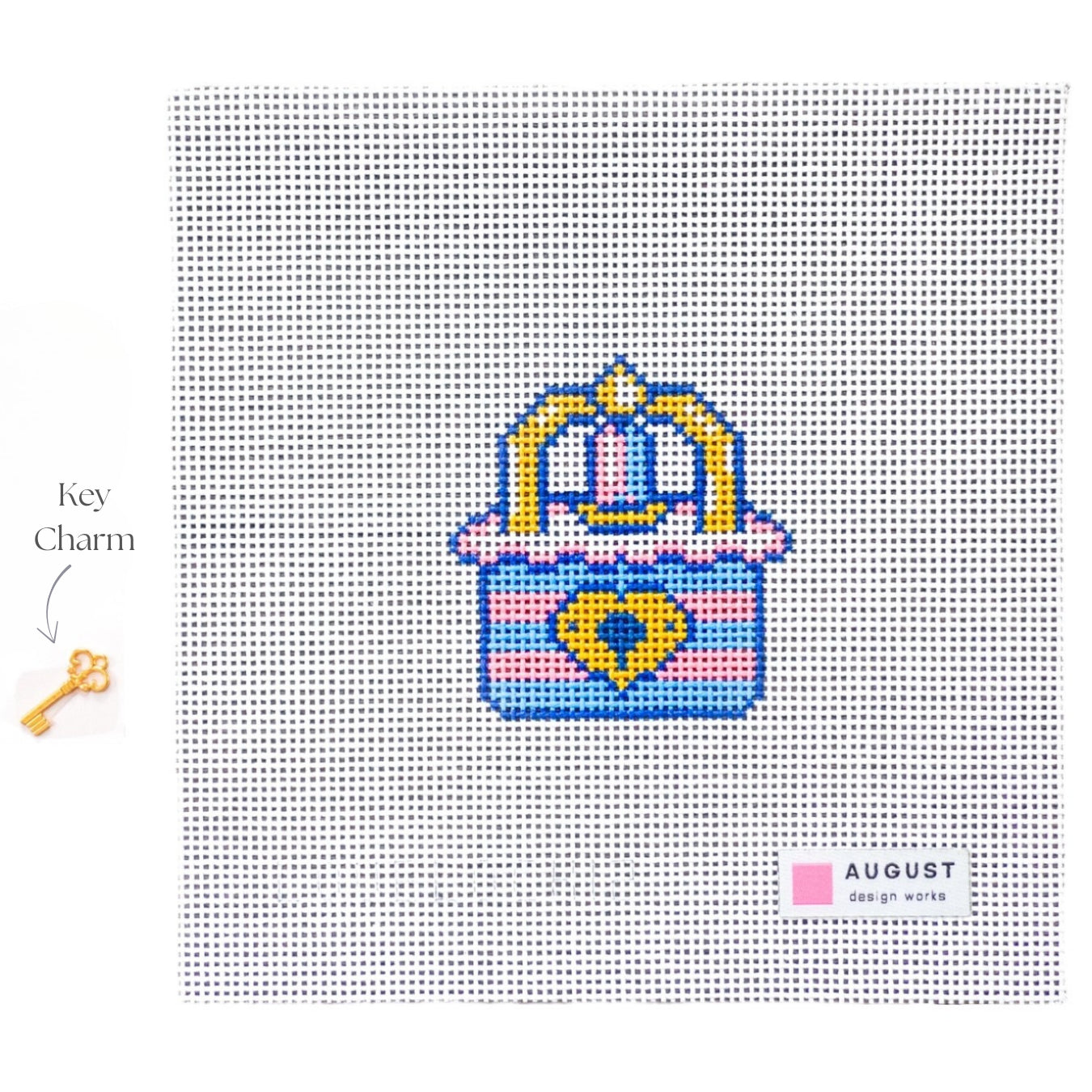 Birthday Love Lock Needlepoint Canvas + Key Charm