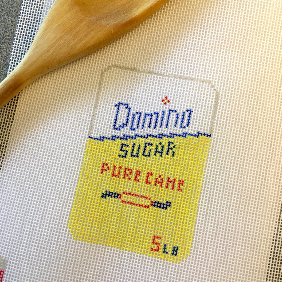 Domino Sugar needlepoint canvas