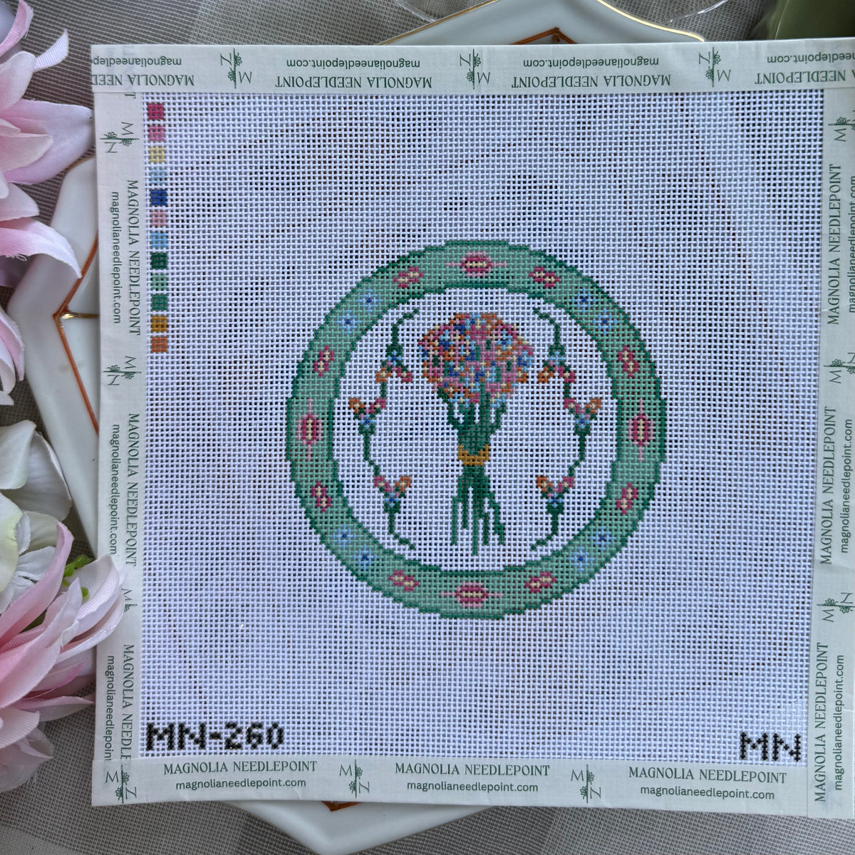 Fresh Cut Blooms Plate needlepoint
