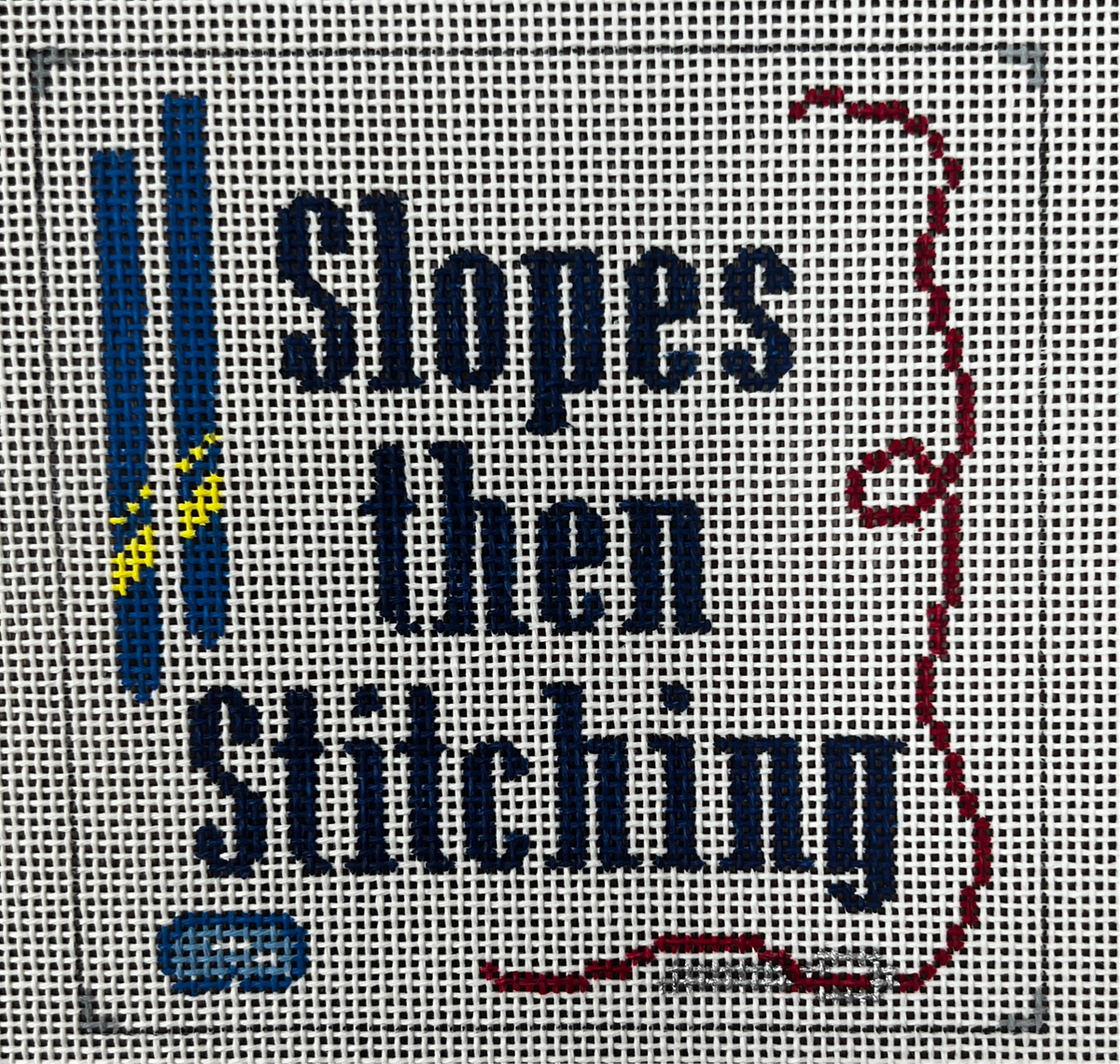 Slopes then Stitching needlepoint canvas