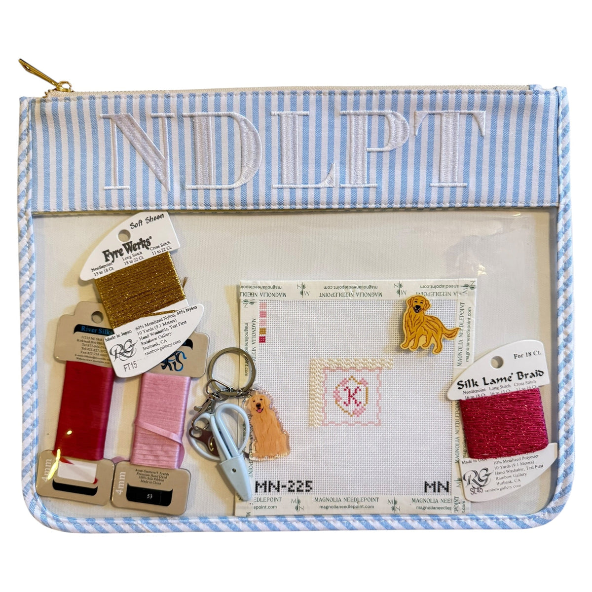 NDLPT Blue and White Striped Project Bag