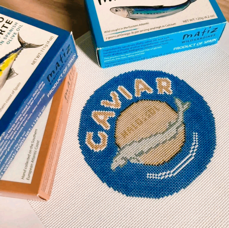 Caviar Tin needlepoint canvas