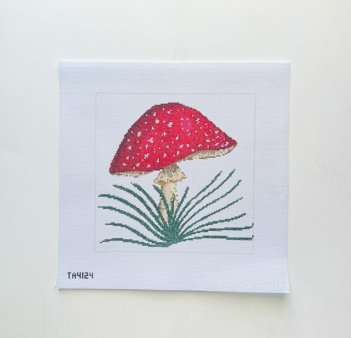 Fly Agaric on White needlepoint canvas