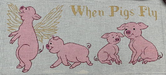 When Pigs Fly needlepoint canvas