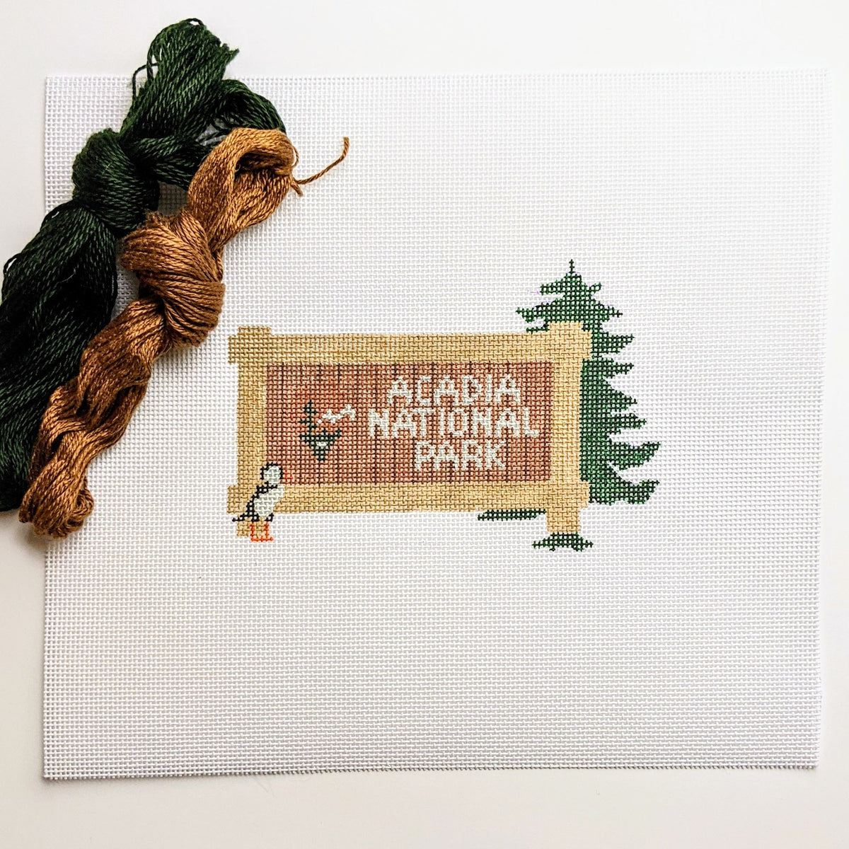 Acadia National Park Sign needlepoint canvas