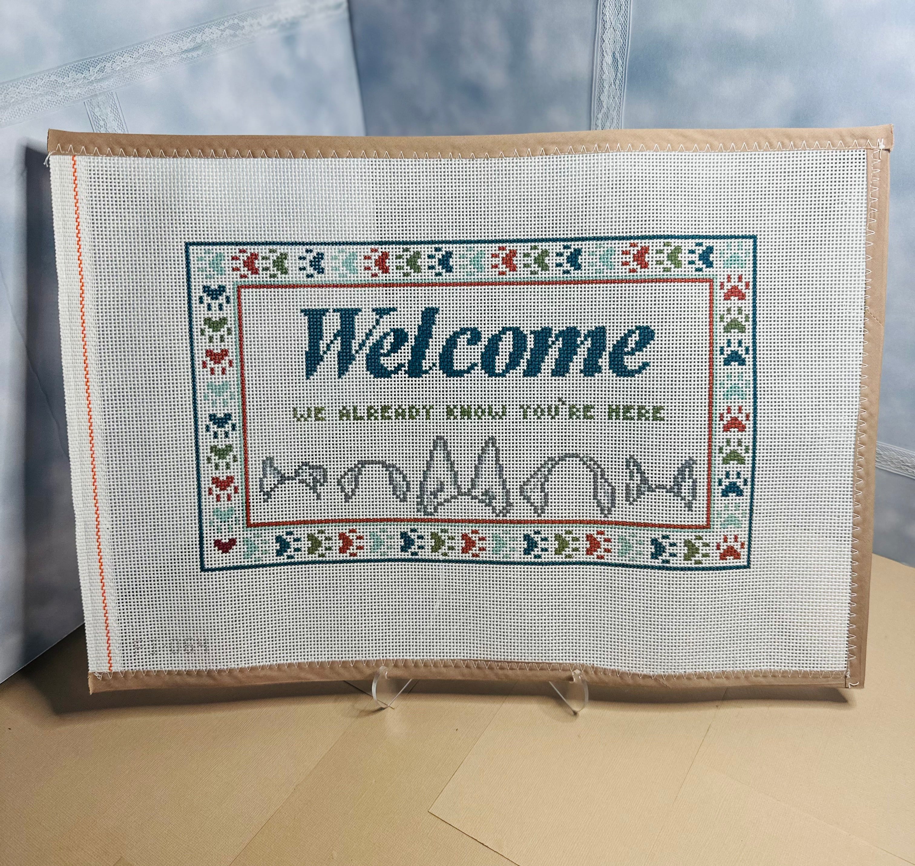 We Know Welcome Sign Needlepoint Canvas