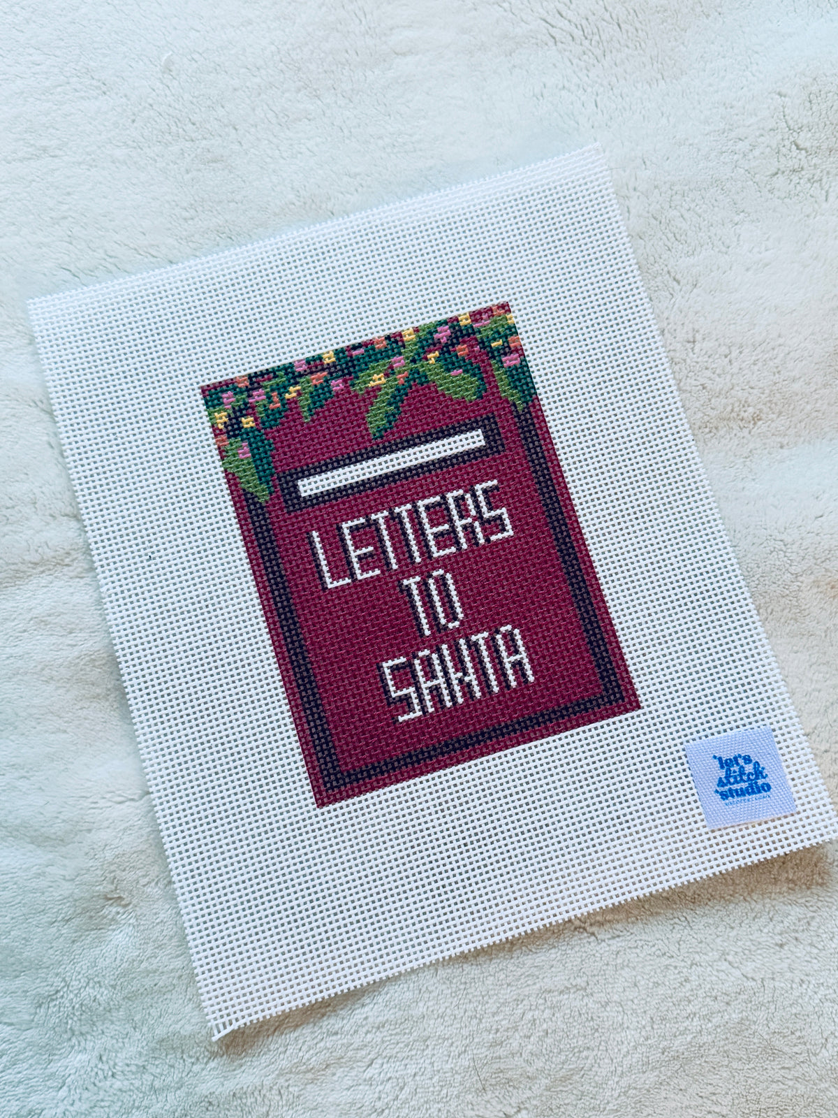 Letters To Santa Mailbox painted 13 Mesh Needlepoint Canvas needlepoint canvas