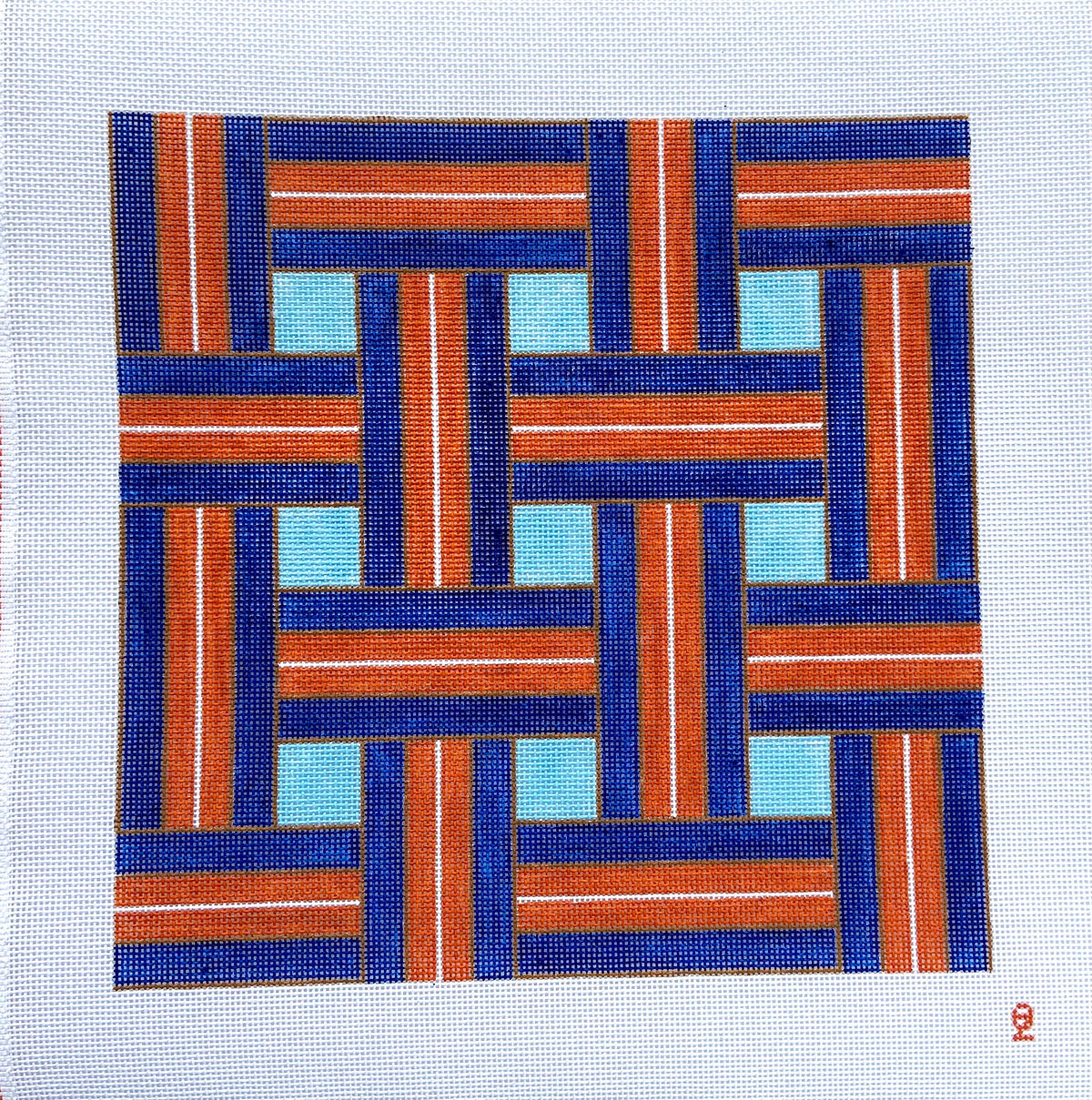 Hick Ribbon Orange Pillow needlepoint canvas