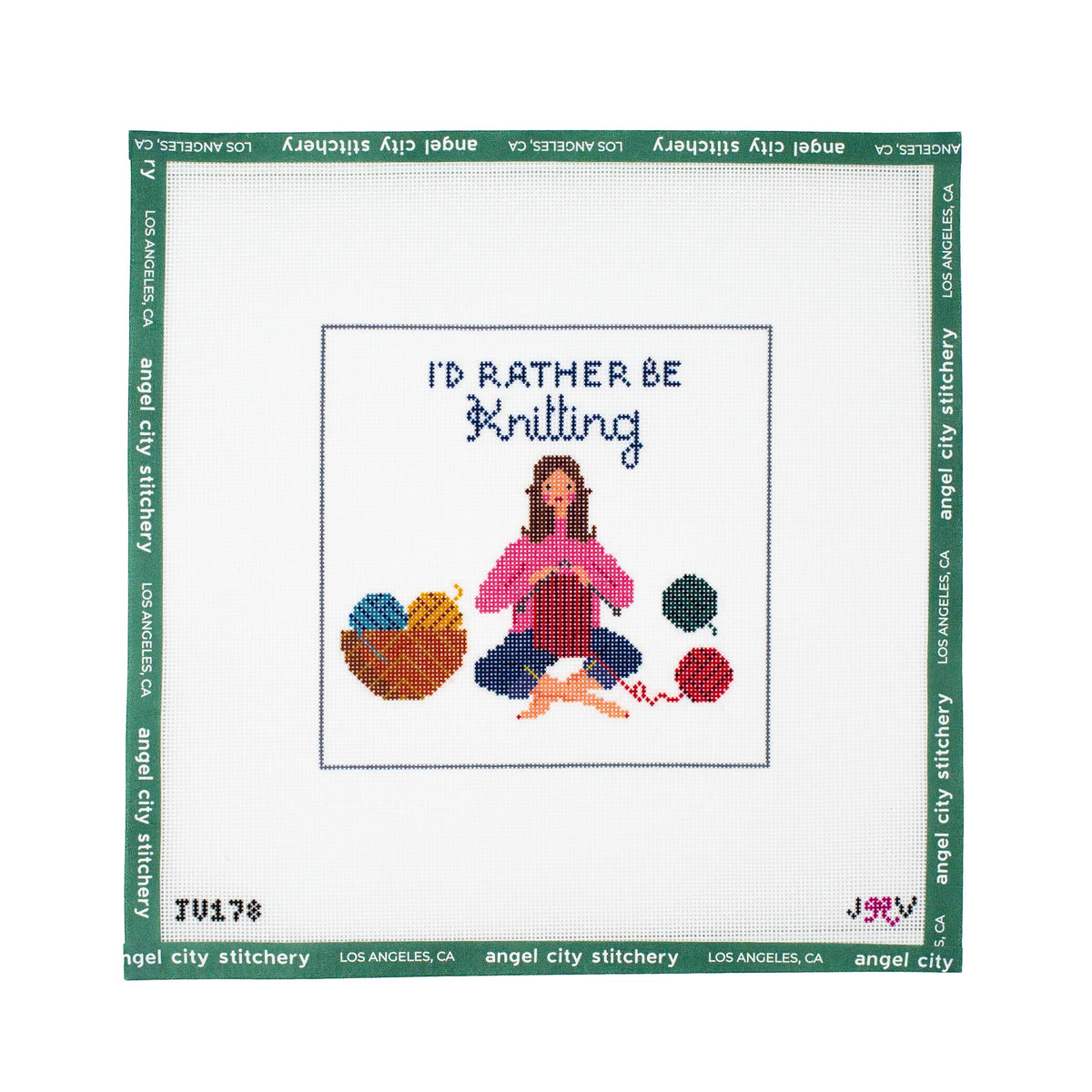 Knitting needlepoint canvas by Jennifer Vallez