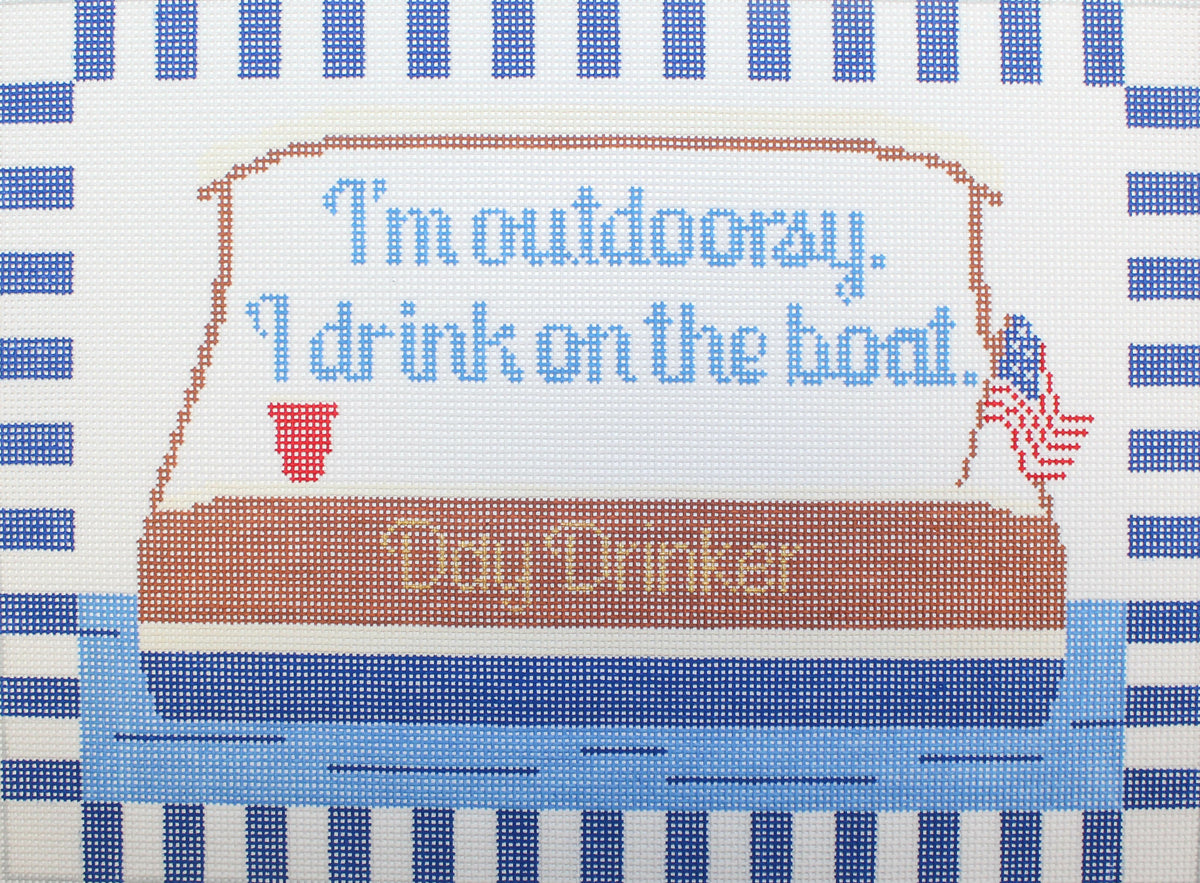 I'm Outdoorsy, I Drink on the Boat needlepoint canvas by Rachel Donley