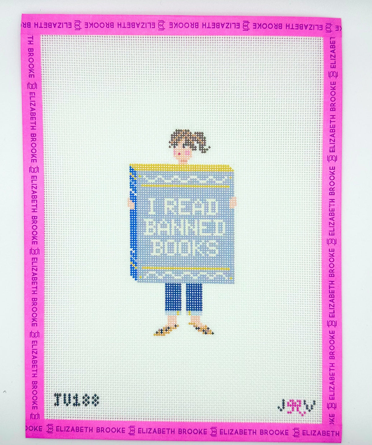 Banned Books Girl Needlepoint Canvas