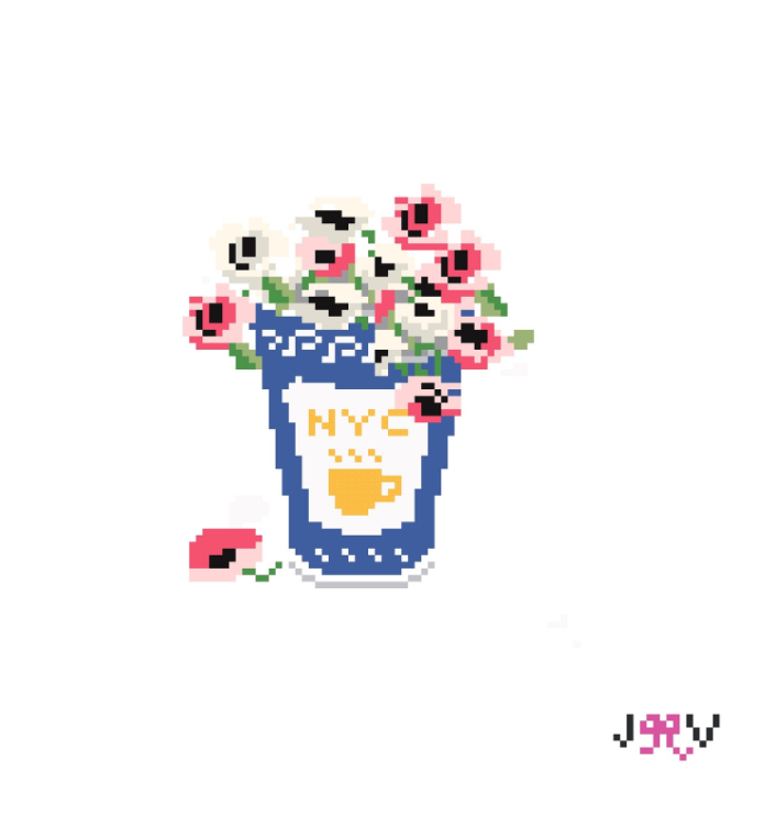 NYC Anthora Cup Spring Needlepoint Canvas