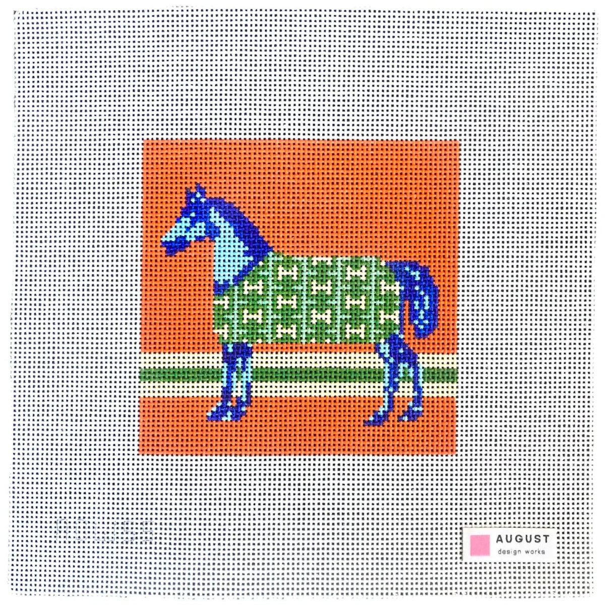 Blue H Coat Horse needlepoint canvas