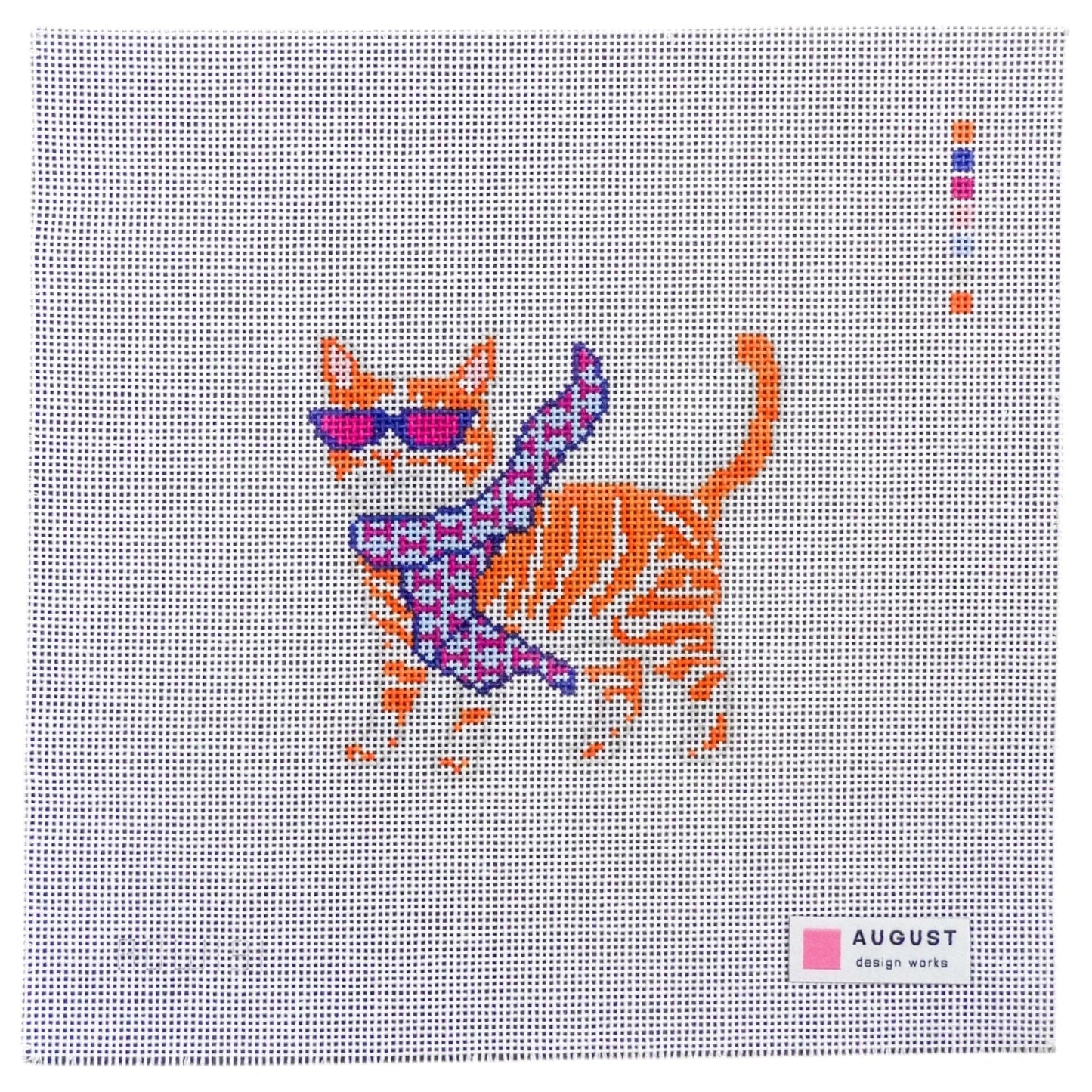 Bougie Orange Tabby Cat Needlepoint Canvas