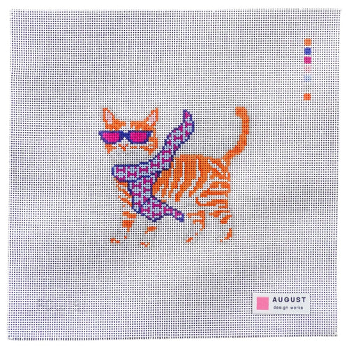 Bougie Orange Tabby Cat Needlepoint Canvas