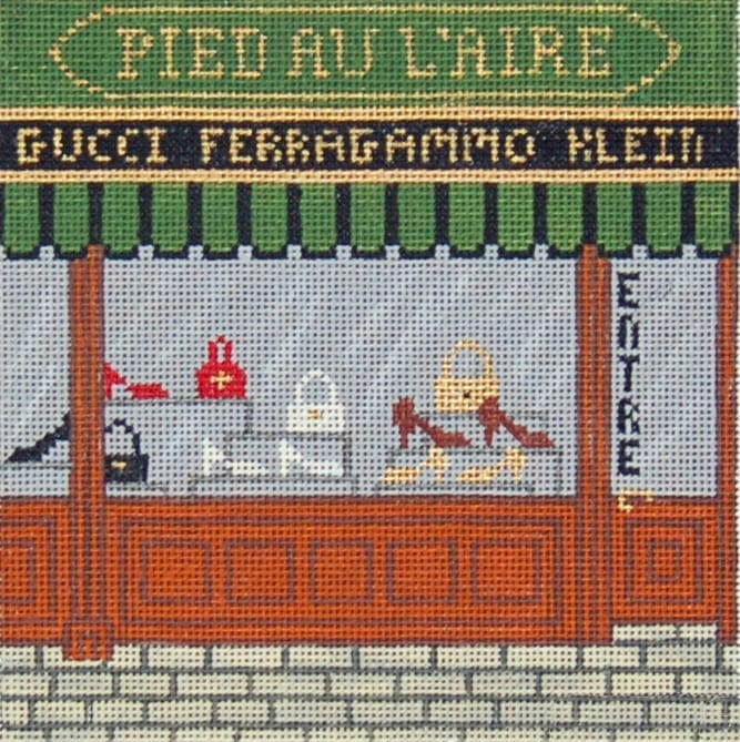 Shoe Store Front (6x6) needlepoint canvas