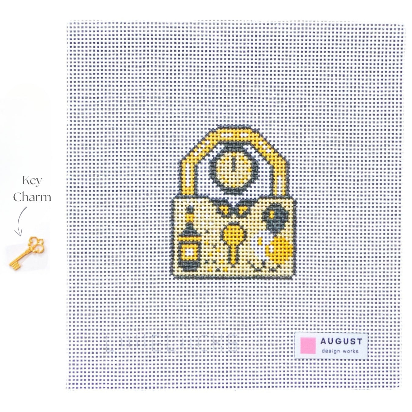 New Year's Love Lock Needlepoint Canvas + Key Charm