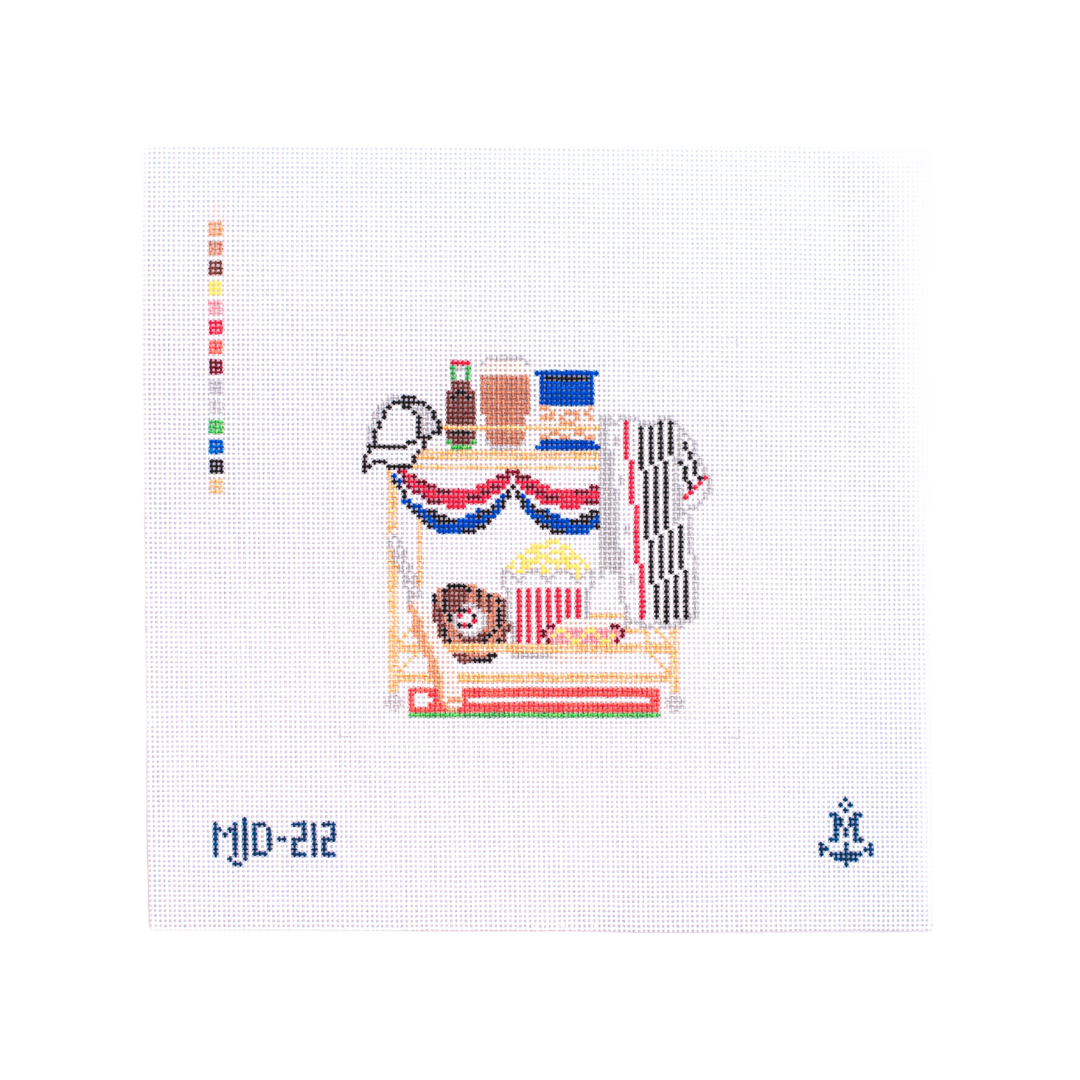 Baseball Bar Cart needlepoint canvas