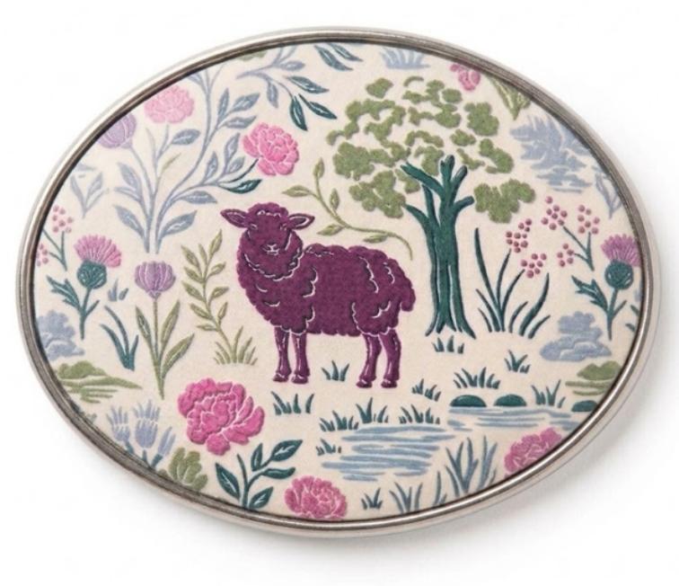 Oval floral sheep needle minder