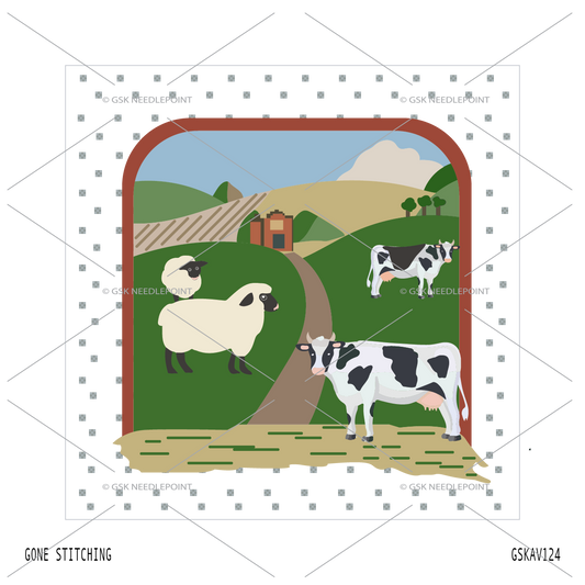 Cows and Sheep needlepoint canvas
