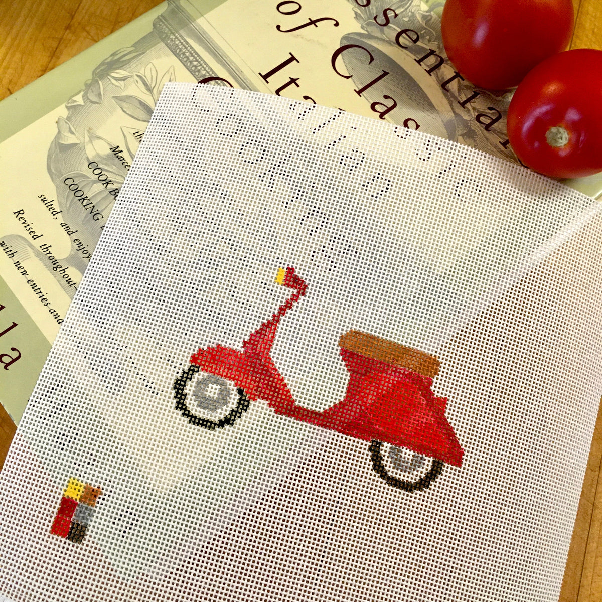 Vespa Scooter Red needlepoint canvas