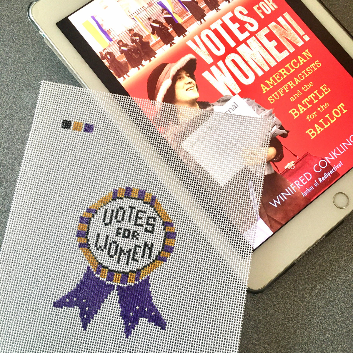 Votes for Women Badge needlepoint canvas