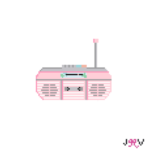 80's Pink Boombox Needlepoint Canvas