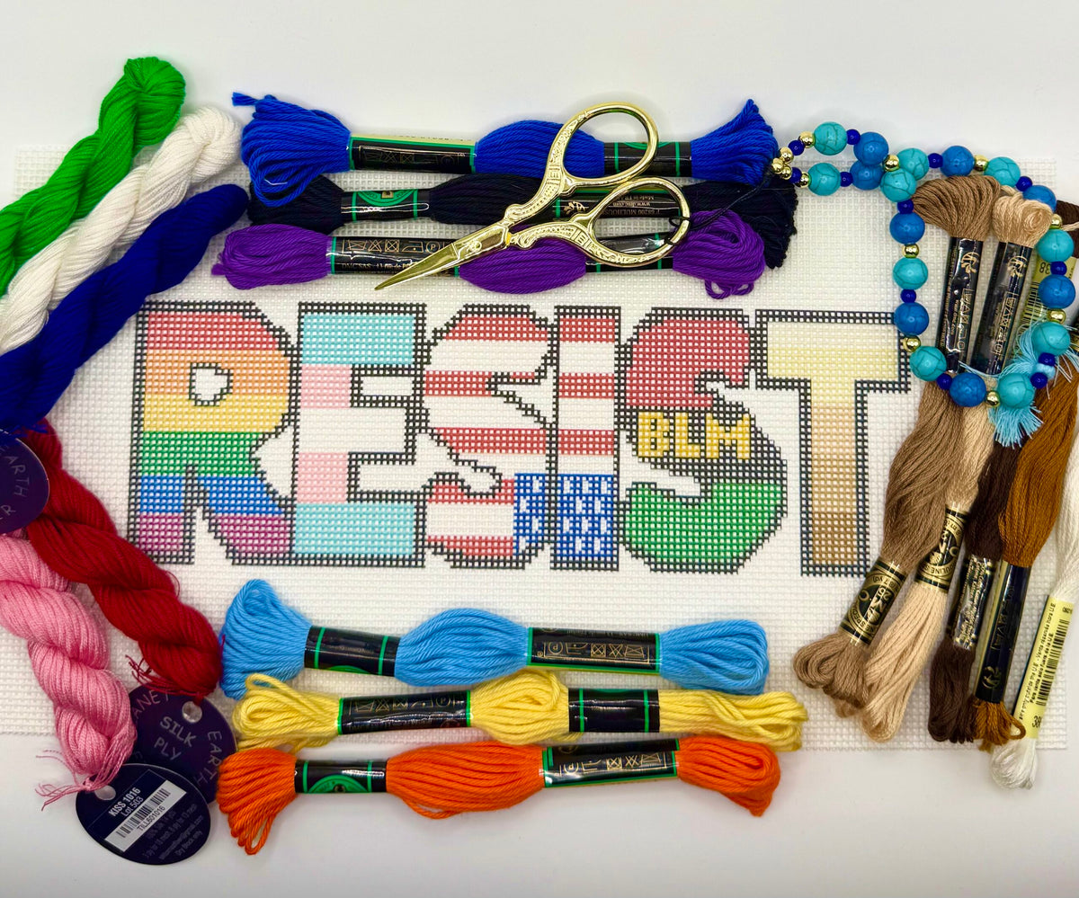 Resist needlepoint canvas