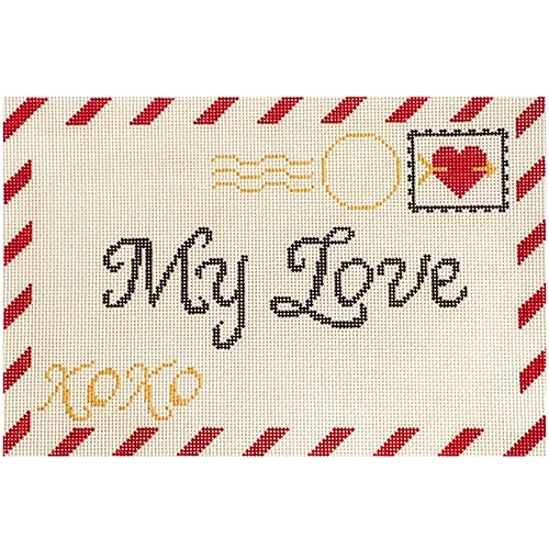 Love Letter, Small needlepoint canvas - Rachel Donley Needlepoint Designs