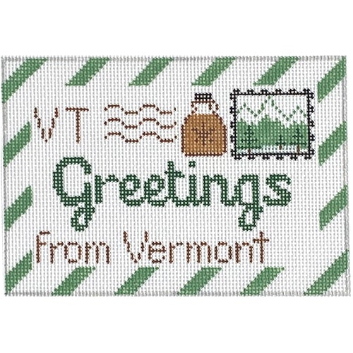 Vermont Mini Letter needlepoint canvas - Rachel Donley Needlepoint Designs